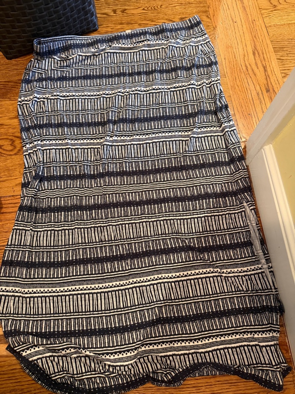 navy and White Striped Maxi Skirt